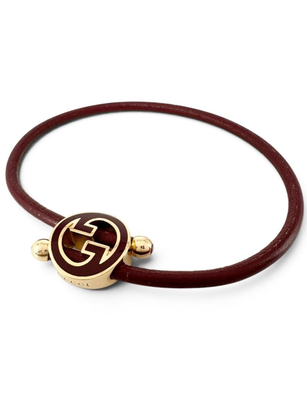 Gucci Lacquer Finish Round Interlocking G Bracelet Wine